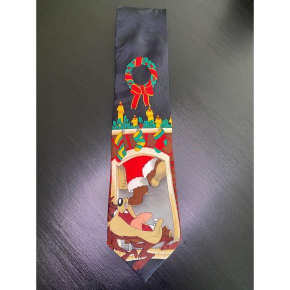 TASMANIAN DEVIL TIE - Christmas Tie - 1996 - Looney Tunes - 57" x 3 3/4" - Picture 1 of 6